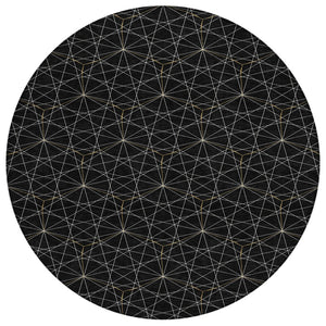 HomeRoots 5' Black and Ivory Geometric Area Rug - Durable, Washable Design for Indoor and Outdoor Spaces 8' Round 596718
