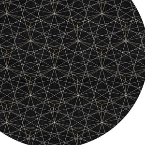 Homeroots 3' Black And Ivory Geometric Washable Area Rug - Perfect For Indoor And Outdoor Spaces, Durable Design 8' Round Polyester 596718