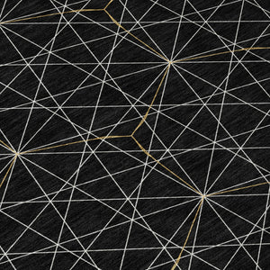 Homeroots 3' Black And Ivory Geometric Washable Area Rug - Perfect For Indoor And Outdoor Spaces, Durable Design 8' Round Polyester 596718