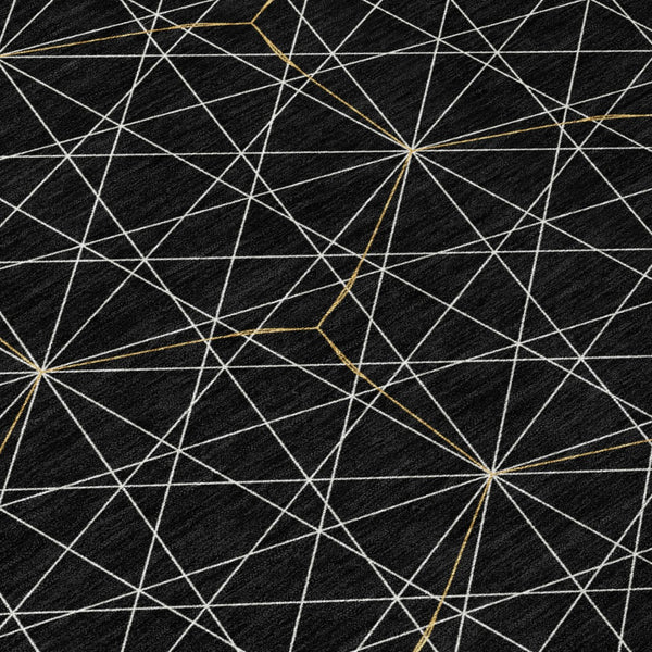 Homeroots 3' Black And Ivory Geometric Washable Area Rug - Perfect For Indoor And Outdoor Spaces, Durable Design 8' Round Polyester 596718