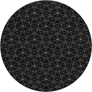 Homeroots 3' Black And Ivory Geometric Washable Area Rug - Perfect For Indoor And Outdoor Spaces, Durable Design 8' Round Polyester 596718