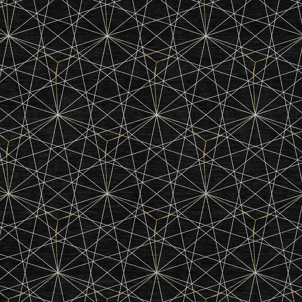 Homeroots 3' Black And Ivory Geometric Washable Area Rug - Perfect For Indoor And Outdoor Spaces, Durable Design 8' X 10' Polyester 596719