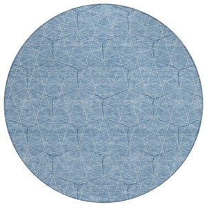 HomeRoots 5' Stylish Denim Blue Geometric Area Rug - Washable, Durable, Perfect for Indoor & Outdoor Spaces 8' Round 596724