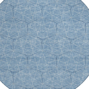 Homeroots 3' Black And Ivory Geometric Washable Area Rug - Perfect For Indoor And Outdoor Spaces, Durable Design 8' Round Polyester 596724