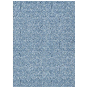 HomeRoots 9' Geometric Washable Area Rug in Denim Blue, Black & Ivory - Indoor/Outdoor Durability & Style 596726