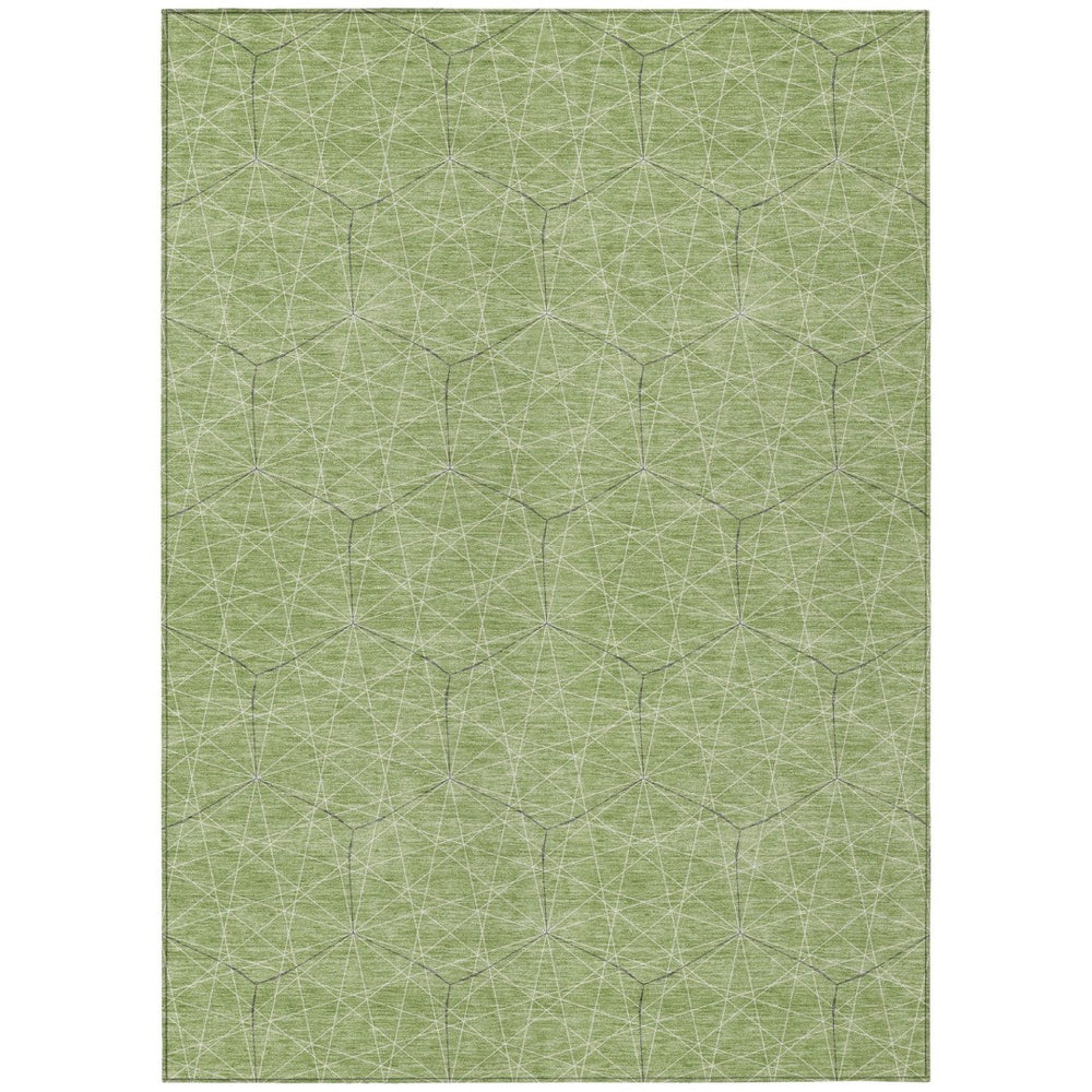 HomeRoots 9' X 12' Stylish Green Black Ivory Geometric Rug – Washable, Durable for Indoor & Outdoor Use! 596732