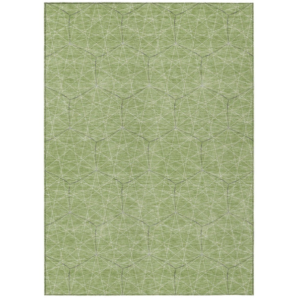 HomeRoots 9' X 12' Stylish Green Black Ivory Geometric Rug – Washable, Durable for Indoor & Outdoor Use! 596732