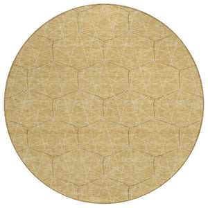 HomeRoots 5' Geometric Washable Area Rug in Gold, Black, and Beige - Durable Indoor/Outdoor Design for Any Space 8' Round 596736