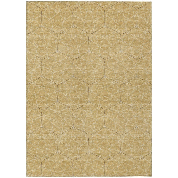 HomeRoots 5' Geometric Washable Area Rug in Gold, Black, and Beige - Durable Indoor/Outdoor Design for Any Space 8' X 10' 596737