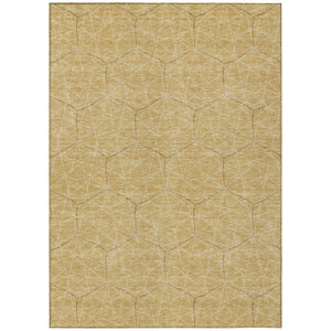 HomeRoots 9' X 12' Bold Gold, Black & Beige Geometric Washable Area Rug for Indoor & Outdoor Use, Durable Design 596738