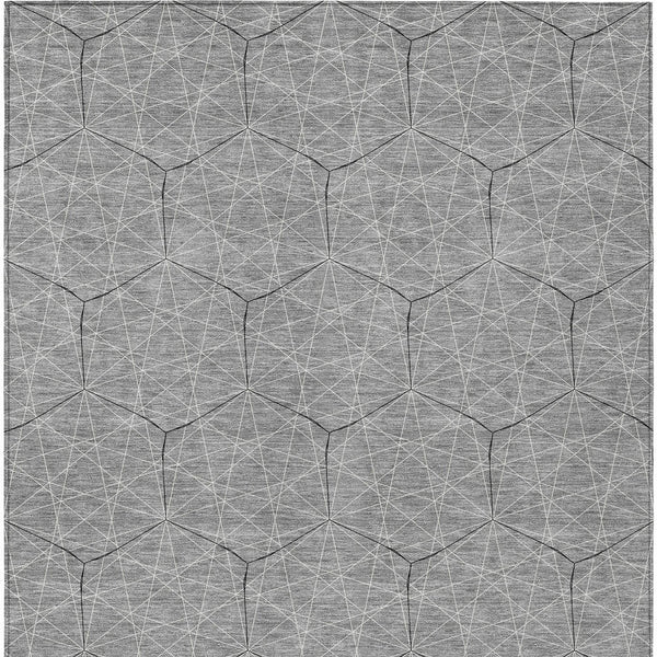 Homeroots 3' Black And Ivory Geometric Washable Area Rug - Perfect For Indoor And Outdoor Spaces, Durable Design 3' X 5' Polyester 596740