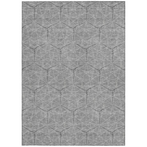 Homeroots 3' Black And Ivory Geometric Washable Area Rug - Perfect For Indoor And Outdoor Spaces, Durable Design 8' X 10' Polyester 596743