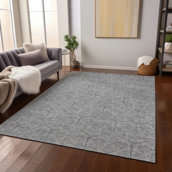 Homeroots 3' Black And Ivory Geometric Washable Area Rug - Perfect For Indoor And Outdoor Spaces, Durable Design 8' X 10' Polyester 596743