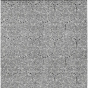 Homeroots 3' Black And Ivory Geometric Washable Area Rug - Perfect For Indoor And Outdoor Spaces, Durable Design 9' X 12' Polyester 596744