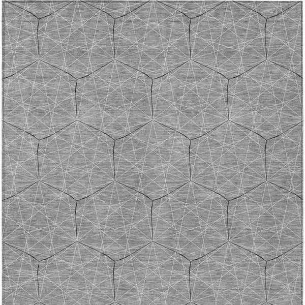 Homeroots 3' Black And Ivory Geometric Washable Area Rug - Perfect For Indoor And Outdoor Spaces, Durable Design 9' X 12' Polyester 596744