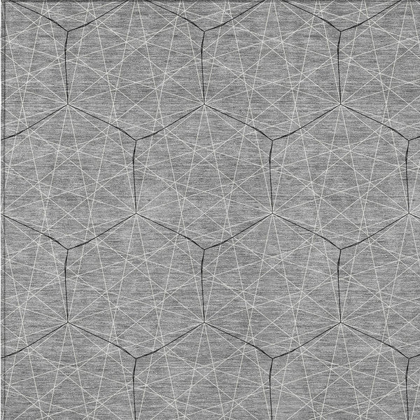 Homeroots 3' Black And Ivory Geometric Washable Area Rug - Perfect For Indoor And Outdoor Spaces, Durable Design 9' X 12' Polyester 596744