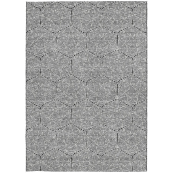 Homeroots 3' Black And Ivory Geometric Washable Area Rug - Perfect For Indoor And Outdoor Spaces, Durable Design 10' X 14' Polyester 596745