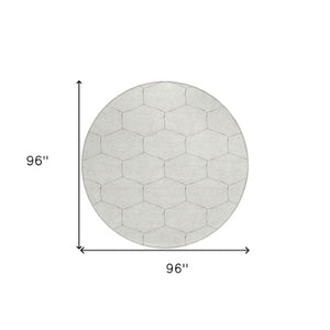 Homeroots 3' Black And Ivory Geometric Washable Area Rug - Perfect For Indoor And Outdoor Spaces, Durable Design 8' Round Polyester 596748