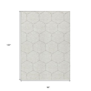 Homeroots 3' Black And Ivory Geometric Washable Area Rug - Perfect For Indoor And Outdoor Spaces, Durable Design 8' X 10' Polyester 596749
