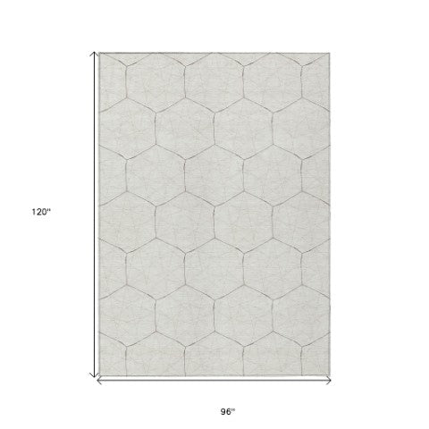 Homeroots 3' Black And Ivory Geometric Washable Area Rug - Perfect For Indoor And Outdoor Spaces, Durable Design 8' X 10' Polyester 596749