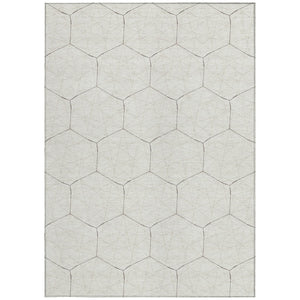 Homeroots 3' Black And Ivory Geometric Washable Area Rug - Perfect For Indoor And Outdoor Spaces, Durable Design 9' X 12' Polyester 596750