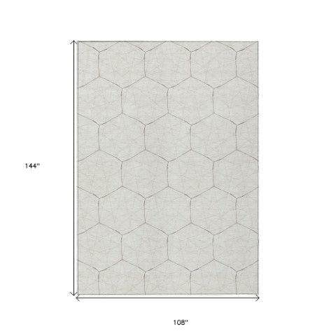 Homeroots 3' Black And Ivory Geometric Washable Area Rug - Perfect For Indoor And Outdoor Spaces, Durable Design 9' X 12' Polyester 596750