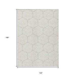 Homeroots 3' Black And Ivory Geometric Washable Area Rug - Perfect For Indoor And Outdoor Spaces, Durable Design 10' X 14' Polyester 596751