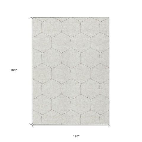 Homeroots 3' Black And Ivory Geometric Washable Area Rug - Perfect For Indoor And Outdoor Spaces, Durable Design 10' X 14' Polyester 596751