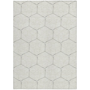 Homeroots 3' Black And Ivory Geometric Washable Area Rug - Perfect For Indoor And Outdoor Spaces, Durable Design 3' X 5' Polyester 596752