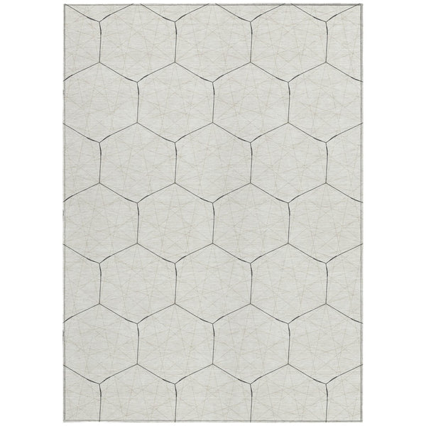 Homeroots 3' Black And Ivory Geometric Washable Area Rug - Perfect For Indoor And Outdoor Spaces, Durable Design 3' X 5' Polyester 596752