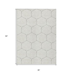 Homeroots 3' Black And Ivory Geometric Washable Area Rug - Perfect For Indoor And Outdoor Spaces, Durable Design 3' X 5' Polyester 596752