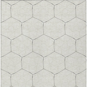 Homeroots 3' Black And Ivory Geometric Washable Area Rug - Perfect For Indoor And Outdoor Spaces, Durable Design 3' X 5' Polyester 596752