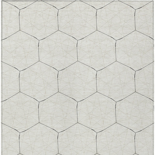 Homeroots 3' Black And Ivory Geometric Washable Area Rug - Perfect For Indoor And Outdoor Spaces, Durable Design 3' X 5' Polyester 596752