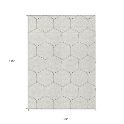 Homeroots 3' Black And Ivory Geometric Washable Area Rug - Perfect For Indoor And Outdoor Spaces, Durable Design 8' X 10' Polyester 596755