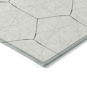 Homeroots 3' Black And Ivory Geometric Washable Area Rug - Perfect For Indoor And Outdoor Spaces, Durable Design 8' X 10' Polyester 596755