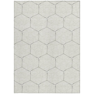 Homeroots 3' Black And Ivory Geometric Washable Area Rug - Perfect For Indoor And Outdoor Spaces, Durable Design 8' X 10' Polyester 596755