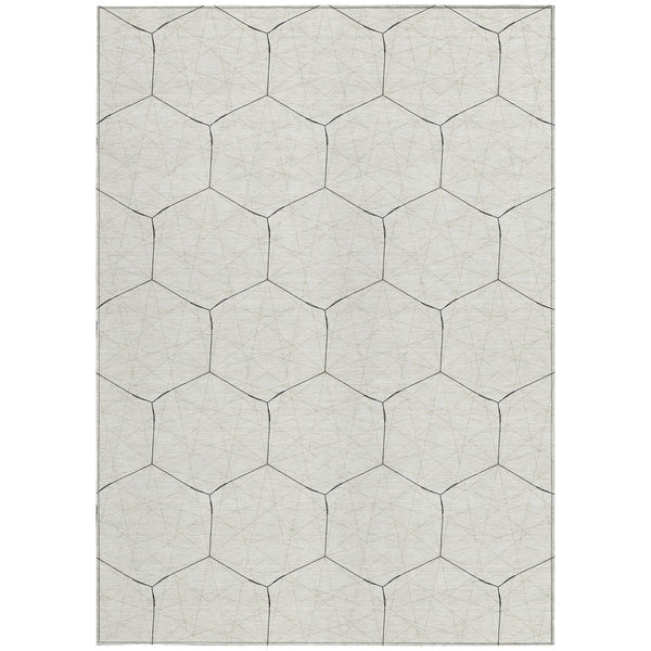 Homeroots 3' Black And Ivory Geometric Washable Area Rug - Perfect For Indoor And Outdoor Spaces, Durable Design 8' X 10' Polyester 596755