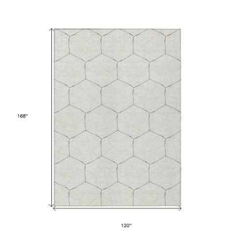 Homeroots 3' Black And Ivory Geometric Washable Area Rug - Perfect For Indoor And Outdoor Spaces, Durable Design 10' X 14' Polyester 596757