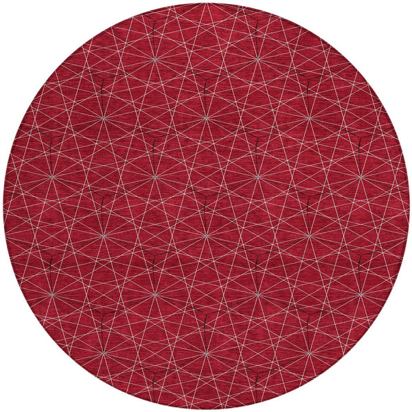 Homeroots 3' Black And Ivory Geometric Washable Area Rug - Perfect For Indoor And Outdoor Spaces, Durable Design 8' Round Polyester 596760