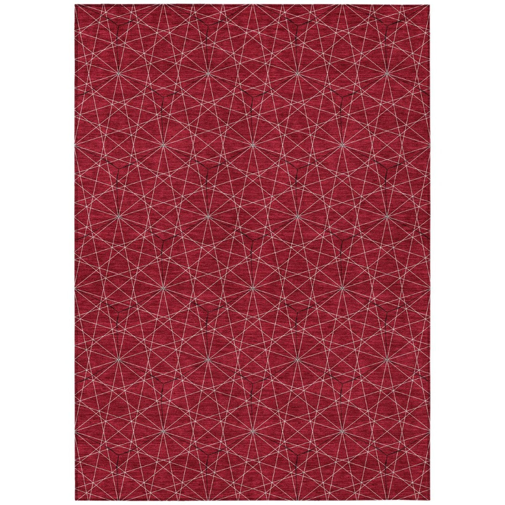 HomeRoots 5' Bold Red, Black & Ivory Geometric Washable Area Rug - Durable Indoor/Outdoor Design for Versatile Spaces 8' X 10' 596761