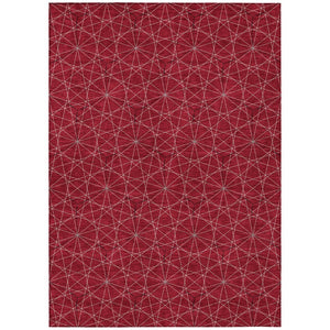 HomeRoots 5' Bold Red, Black & Ivory Geometric Washable Area Rug - Durable Indoor/Outdoor Design for Versatile Spaces 8' X 10' 596761