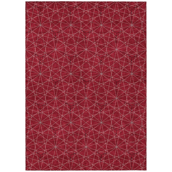 HomeRoots 5' Bold Red, Black & Ivory Geometric Washable Area Rug - Durable Indoor/Outdoor Design for Versatile Spaces 8' X 10' 596761