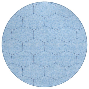 HomeRoots 5' Sky Blue and Black Geometric Area Rug – Stylish, Washable Indoor/Outdoor Design for Any Space 8' Round 596766