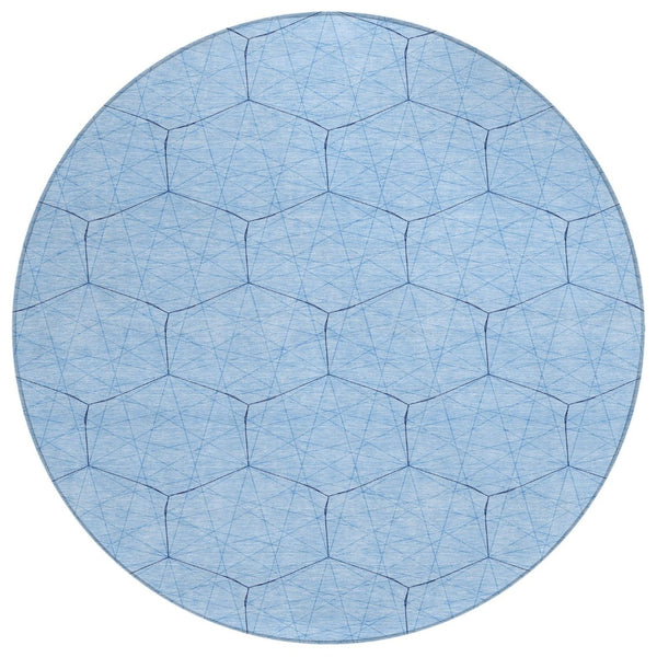 HomeRoots 5' Sky Blue and Black Geometric Area Rug – Stylish, Washable Indoor/Outdoor Design for Any Space 8' Round 596766