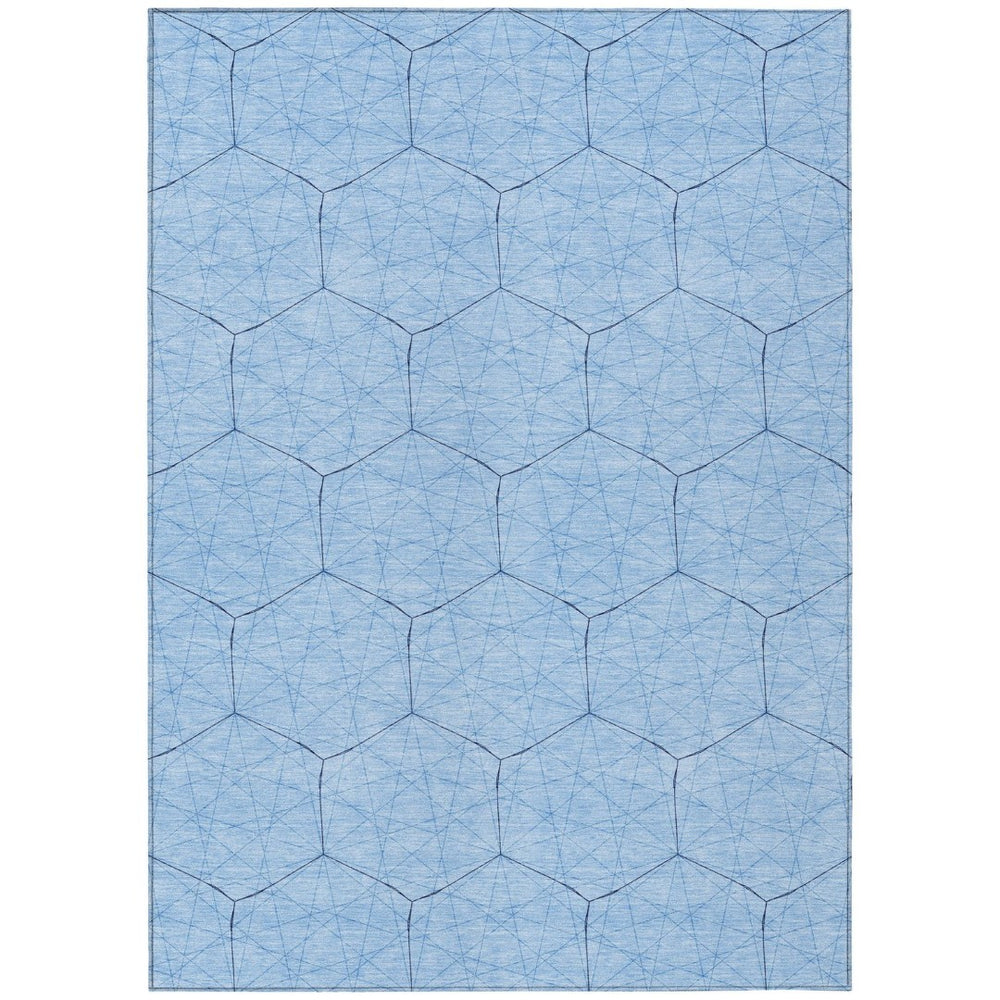 HomeRoots 5' Sky Blue and Black Geometric Area Rug – Stylish, Washable Indoor/Outdoor Design for Any Space 8' X 10' 596767