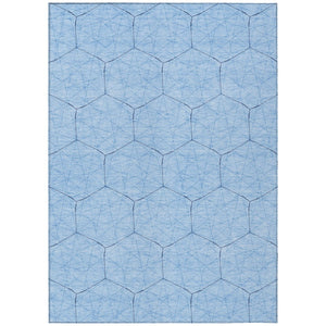 HomeRoots 5' Sky Blue and Black Geometric Area Rug – Stylish, Washable Indoor/Outdoor Design for Any Space 10' X 14' 596769