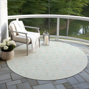 Homeroots 3' Black And Ivory Geometric Washable Area Rug - Perfect For Indoor And Outdoor Spaces, Durable Design 8' Round Polyester 596778