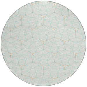 Homeroots 3' Black And Ivory Geometric Washable Area Rug - Perfect For Indoor And Outdoor Spaces, Durable Design 8' Round Polyester 596778
