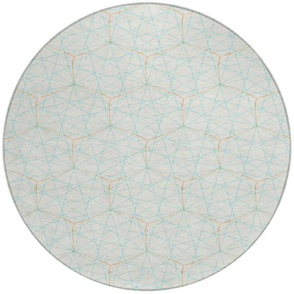 Homeroots 3' Black And Ivory Geometric Washable Area Rug - Perfect For Indoor And Outdoor Spaces, Durable Design 8' Round Polyester 596778