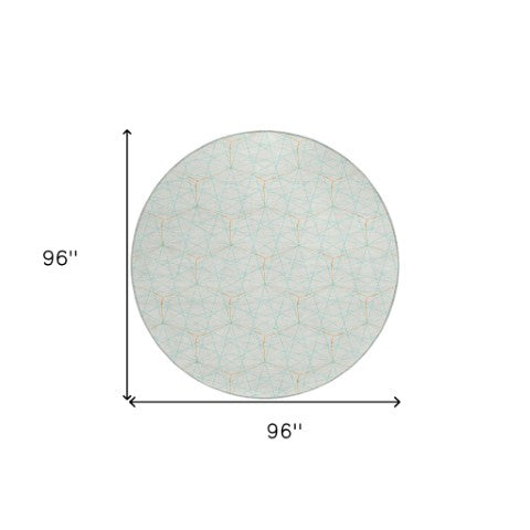 Homeroots 3' Black And Ivory Geometric Washable Area Rug - Perfect For Indoor And Outdoor Spaces, Durable Design 8' Round Polyester 596778